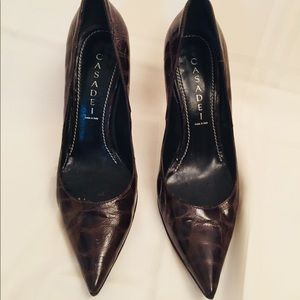 Casadei Brown Leather High Heel Pumps